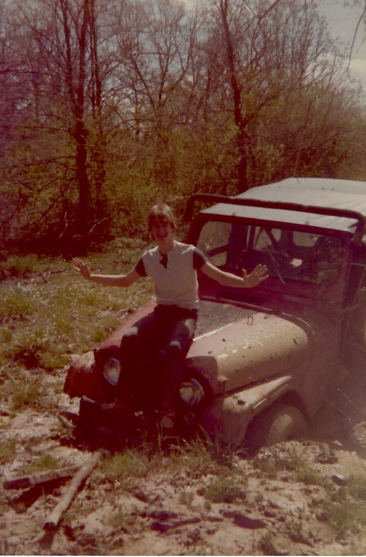 Brad posing with a stuck Jeep